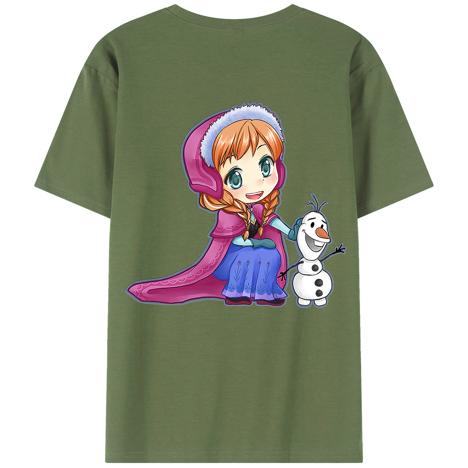 （画像用） アナと雪の女王 アンナ エルサ Frozen Anna Elsa 綿100％ メンズ半袖Tシャツ（バックプリント） 通気性